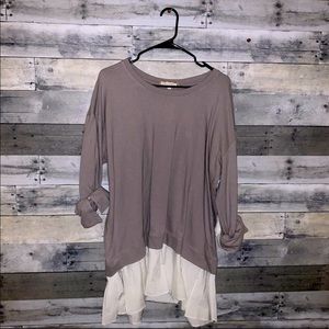 Eri + Ali EUC Gray poplin sweater size XL